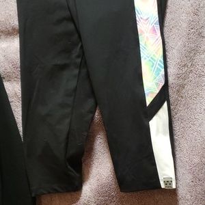 Pink, rainbow watercolor cropped leggings